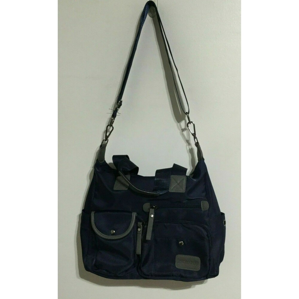 Jungpinpiju Shoulder Bag Crossbody Nylon Large Travel Bag Blue Pockets Vacation